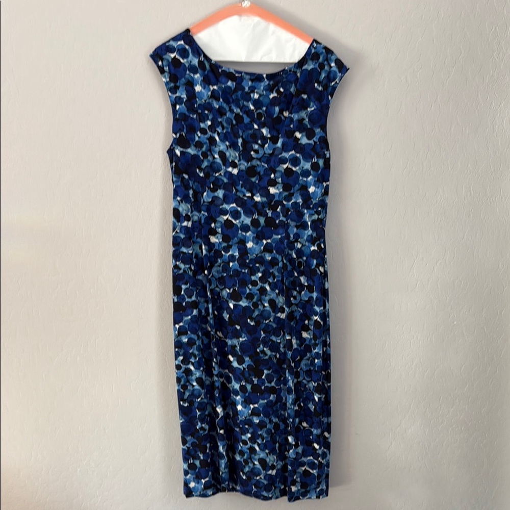 Connected Apparel Blue Embellished Midi Dress
